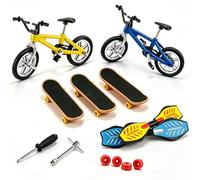Finger Dirt Bike and Mini Skateboard Set, 10-Piece Mini Finger Toys Set | Finger Scooter Metal, Finger BMX, Finger Bikes, Tech Deck Bike, with Replacement Wheels Tools, for Fun Desk Toy, Collectible