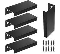 Finger Edge Pulls for Cabinets 3.15" Black Hidden Kitchen Cabinet Handles Aluminum Concealed Tab Modern Drawer Pulls for Closet Door, 10 Pack