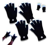 Finger Gloving Light Gloves, LED Half Finger Gloves with Lights, 7 Colors Light Show Lights up Fingers Glove (Black *2)