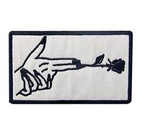 Finger Gun and Flower Patch Embroidered Hand Gesture Badge Iron On Sew On Emblem