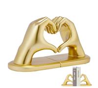 Finger Heart Shaped Decorative Bookends, Two Heart Hands Decor Bookends, Modern Resin Book Ends, Anti-Slip Unique Bookends, Table Desktop Decoration for Shelves Home Living Room