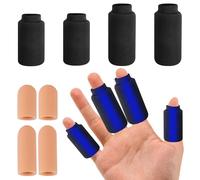 Finger Ice Sleeves, 4 Pcs Finger Cold Gel Ice Pack with 4 Pcs Silicone Finger Protectors, Finger Gel Sleeve Set, Reusable Cryotherapy Compression Sleeve for Finger Toe Injury Sprains Relieve Gout