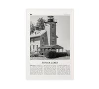 Finger Lakes Black And White, New York, USA City Map Travel Landscape Canvas Wall Art Posters And Prints Room Aesthetic Bedroom Office Decor 16x24inch(40x60cm)
