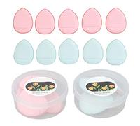 Finger Makeup Sponge Soft Elastic Cosmetic Powder Puff 10pcs for Foundation Concealer BB Cream Application Pink Blue Portable Travel Friendly Skin Friendly Sponge Material