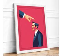 Finger of Blame Modern Framed Wall Art Print A2 (59.4×42cm) White, Wall Decor for Living Room, Bedroom, Office & Home, Ready to Hang, Art Gift