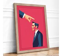 Finger of Blame Modern Framed Wall Art Print A4 (29.7×21cm) Oak, Wall Decor for Living Room, Bedroom, Office & Home, Ready to Hang, Art Gift