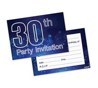 Finger prints - 18th 16th 30th 40th 50th 60th 65th 70th 80th Birthday Party Invitations Invites - Pack of 20, 30th Blue