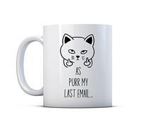 Finger prints - As Purr My Last Email - Office Cat Lover Gift Mug, Ceramic, 11fl.oz.
