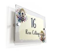 Finger prints - Birds and Wildflowers Yellow Floral Acrylic House Sign - Personalised