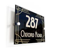 Finger prints - Black Gold Art Deco Border Acrylic House Sign - Personalised