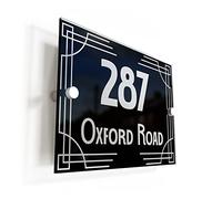 Finger prints - Black Silver Art Deco Border Acrylic House Sign - Personalised