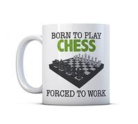 Finger prints - Born to Play Chess, Forced to Work - Funny Game Gift Mug, Ceramic, 11fl.oz.