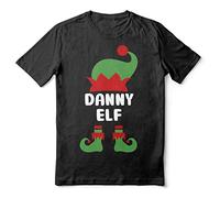 Finger prints Funny Boy Elf Christmas Shirt Personalised with Your Name - Black Adult T-Shirt (SM-5XL), 5X-Large