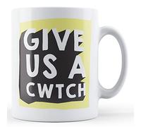 Finger prints - Give Us A Cwtch - Welsh Dialect Gift Mug, Ceramic, 11fl.oz.