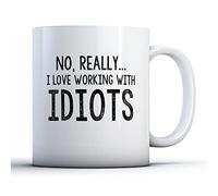 Finger prints - I Love Working with Idiots - Printed Mug, Ceramic, 11fl.oz.