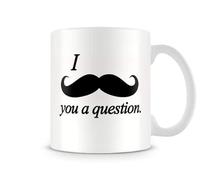 Finger prints - I Moustache You A Question - Funny Gift Mug, Ceramic, 11fl.oz.