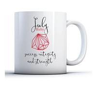Finger prints - July Birthstone (Ruby) - Birthday Gem Gift Mug, Ceramic, 11fl.oz.