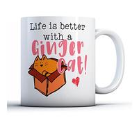 Finger prints - Life is Better with a Ginger Cat! - Cat Lover Gift Mug, Ceramic, 11fl.oz.