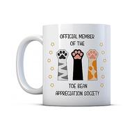 Finger prints - Member of The Toe Bean Appreciation Society - Cute Cat Lover Gift Mug, Ceramic, 11fl.oz.