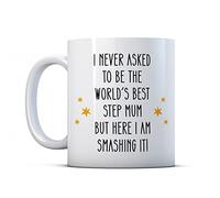 Finger prints - Never Asked to Be The World's Best Step Mum, But I'm Smashing It - Family Funny Gift Mug, Ceramic, 11fl.oz.