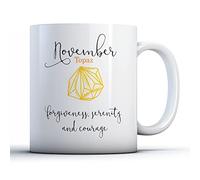 Finger prints - November Birthstone (Topaz) - Birthday Gem Gift Mug, Ceramic, 11fl.oz.