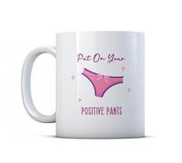 Finger prints - Put On Your Positive Pants - Pink Motivational Gift Mug, Ceramic, 11fl.oz.