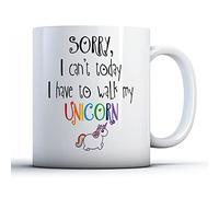 Finger prints - Sorry I Can't Today I Have to Walk My Unicorn - Funny Mythical Gift Mug, Ceramic, 11fl.oz.