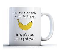 Finger prints - This Banana Wants You to Be Happy - Printed Mug, Ceramic, 11fl.oz.