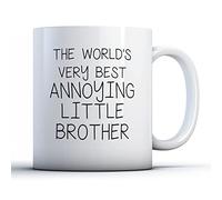 Finger prints - World's Very Best Annoying Little Brother - Funny Sibling Gift Mug, Ceramic, 11fl.oz.