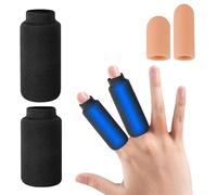 Finger Protectors, Ice Pack for Hands, 2 Pcs Finger Cold Gel Ice Pack with 2 Pcs Finger Cots, Reusable, Compression for Arthritis, Finger Toe Injury Sprains Relieve Gout, Black