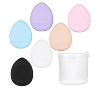 Finger Puff Makeup Sponges - Small Air Cushion Powder Sponge Set of 6, Loose Powder Puff with Compact Case for Women and Girls, Makeup Setting Tool for Wet and Dry Foundation, Blush, Face Powders