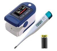 Finger Pulse Oximeter Digital Thermometer LED Display Oxygen Saturation Monitor, Pulse Oxymeter Finger Adult Child, Heart Rate Monitor, Test for Sp02 Blood Oxygen Concentration (Includes Batteries)