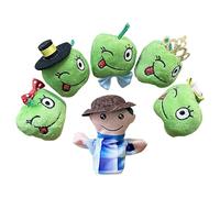 Finger Puppets - 6 Pieces Farmer Plush Puppets and Fruits, Interactive Soft Plush Puppets for Bedtime Storytelling and Sensory Developmental Play