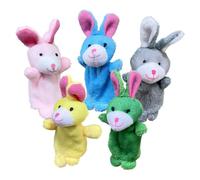 Finger Puppets - Educational Classroom Drama, Five Pack Lagomorph Learning Prop, 10cm Lapin Doll Theatre Recreation, Velvet Fabric Miniatures Ornament | Activity Dolls for Students & Siblings