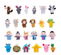 Finger Puppets for Toddlers, 24 Pack Stuffed Animal Finger Puppet Toy Soft Storytelling Dolls Mini Role Playing Figures for Storytime, Party Favors, Goodie Bag Stuffers
