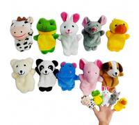 Finger Puppets Set, 10 Assorted Animal Hand Puppets | Ten assorted animal finger puppets include cow, frog, rabbit, mouse, duck, bear, panda, hippo, elephant and dog designs