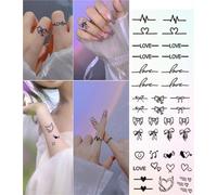 Finger Ring Confession Love Heart Herbal Temporary Tattoo Stickers, Waterproof Lasting Semi-permanent Sticker, Fake Tattoos