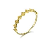 Finger Ring for Women, Pretty Rings Hollow Moon Plain Ring 18.1K Yellow Gold Size S 1/2