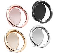 Finger Ring Stand, Pack of 4 Universal Thin 360 Degree Rotation Phone Rings, Cell Phone Ring Holder Stand, Compatible with All iPhone & Android Smartphones