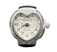 Finger Ring Timepiece - Creative Heart Shape Mini Watch, Retro Fashion Elastic Band, 0.79inch Lightweight Portable Jewelry Clock | Casual Office Travel Accessory for Men Women