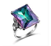 finger rings 925 Jewelry Rings Blue Rainbow Square Topaz Ring Women Female Fine Jewelry jewelry
