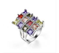 finger rings 925 Jewelry Tourmaline Gemstone Square Multicolor Ring Women Fine Jewelry Wedding Ring jewelry