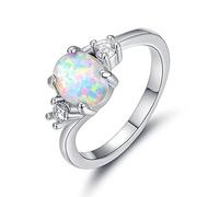 finger rings 925 Ring For Women Oval Opal Fine Jewelry 8 * 6mm Gemstones Female Anniversary Ring jewelry