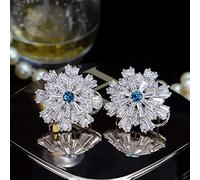 finger rings Cubic Zirconia Jewelry Rose Color Large Sparkling Snowflake Big Zircon Crystal Earrings For Girls jewelry