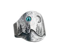 Finger Rings for Men Cool Rings for Women Personalized Vintage Sun Moon Alloy Wide Faceted Ring Inspiration Ring Costume Rings for Women Rings for Little Girls (Silver, 7)