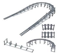 Finger Rock City Train Tracks Building Block Set Compatible with All Major Brand,Classic Train Railroad Track Expansion Accessory Set Uphill and Downhill,City Railway Rail Set Straight Curved Tracks
