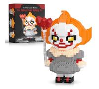 Finger Rock Horror Doll Micro Building Blocks, 797 PCS Red Balloon Clown Flim Figure Decoration Model, Ideas Halloween for Horror Film Fans Adults Teenagers