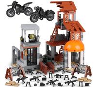 Finger Rock Military Base Building Block Set, WW2 Army War Accessories Kits, Defence Base Guard Tower Guns Weapons Building Block Toy for Teens 14+