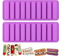 Finger Shape Silicone Mold 2PCS-11 Cavity Long Strips Cookie Mould Rectangular Cereal Chocolate Bar Molds Non Stick Ice Cube Tray Homemade Chocolate Silicone Baking Tools (Purple)