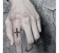 Finger-shaped Cross Pattern Herbal Temporary Tattoo Sticker, Semi-permanent, Waterproof, For Men And Women, Long-lasting 2 Weeks, Fake Tattoos